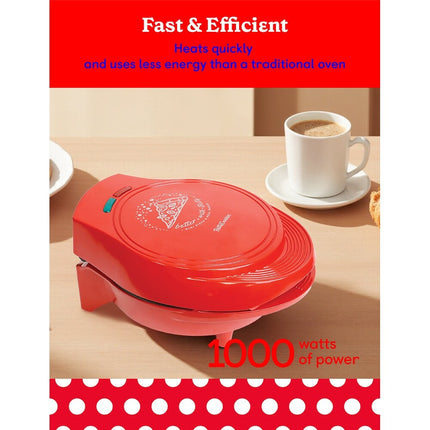 1000W Mini Pizza & Meal Maker – 7.5" Indoor Electric Grill, Red