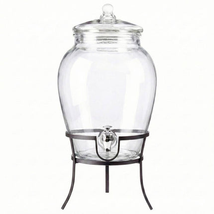 Beverage Dispenser with Metal Rack 18.5x11.5x11.5 Inch Drink Server