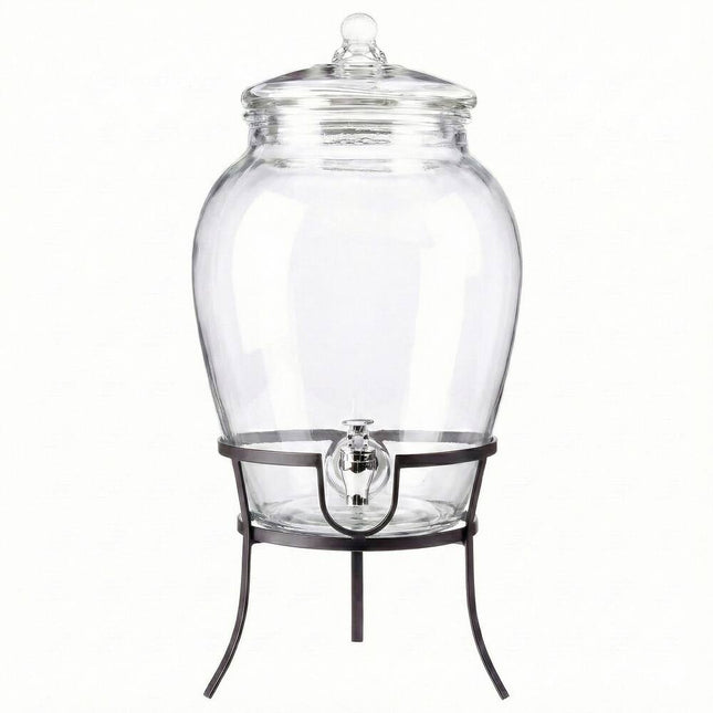 Beverage Dispenser with Metal Rack 18.5x11.5x11.5 Inch Drink Server