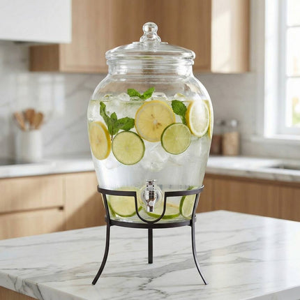Beverage Dispenser with Metal Rack 18.5x11.5x11.5 Inch Drink Server