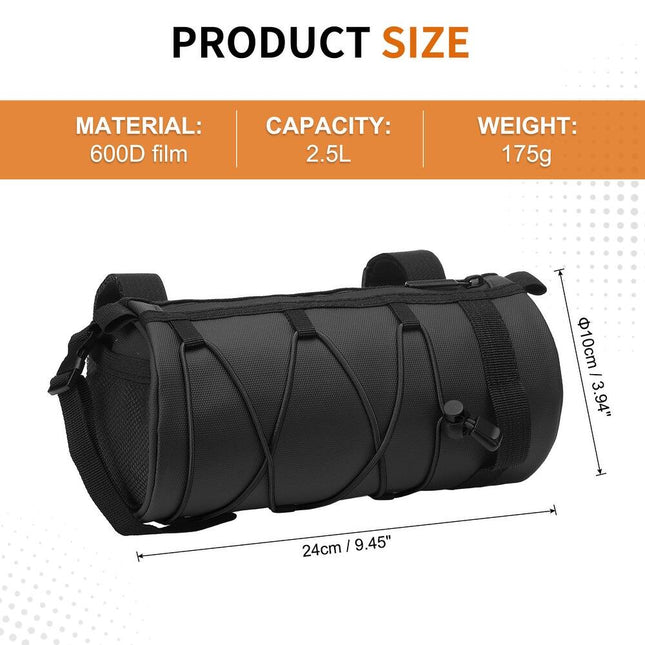 Bike Handlebar Bag Waterproof Convertible Cycling Storage Black