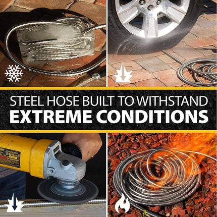 Bionic Steel 304 Stainless Steel Garden Hose Crush Resistant Ultra Lightweight