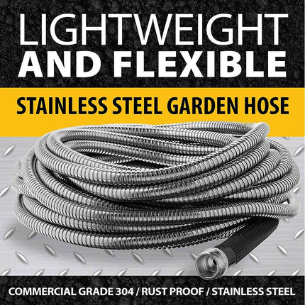 Bionic Steel 304 Stainless Steel Garden Hose Crush Resistant Ultra Lightweight