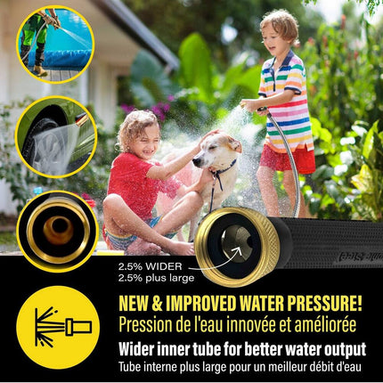 125 ft Steel Pro Stainless Steel Garden Hose 304 Metal with Brass Spray Nozzle
