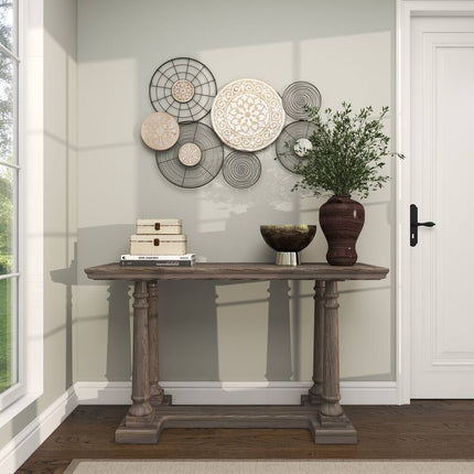 Modern Black Metal Wall Hanging Plate with Detailed Artistic Pattern