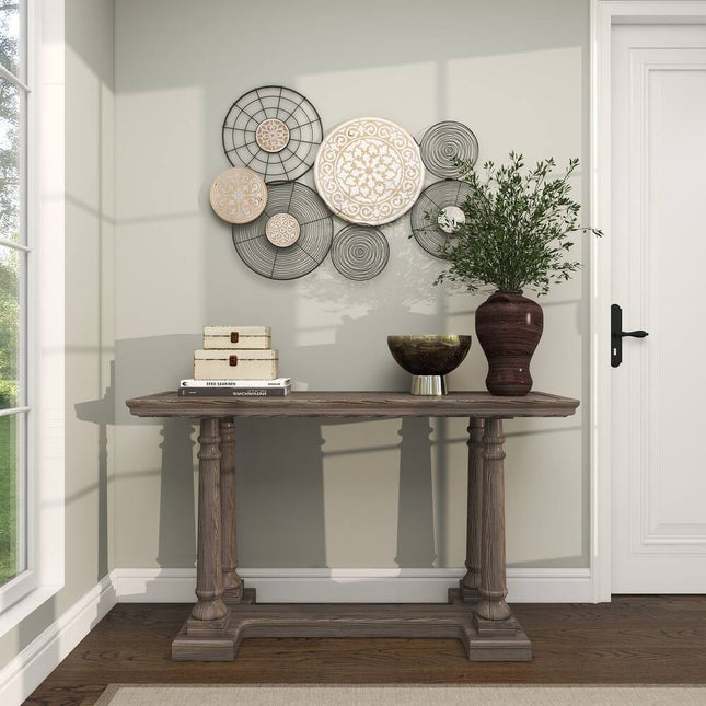 Modern Black Metal Wall Hanging Plate with Detailed Artistic Pattern