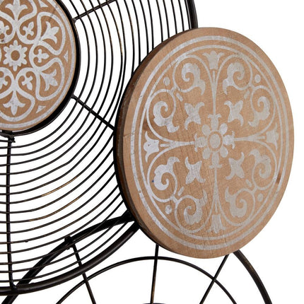 Modern Black Metal Wall Hanging Plate with Detailed Artistic Pattern