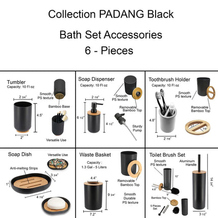 Padang Bamboo Bathroom Accessories Set 4 Piece Eco-Friendly Bath Set