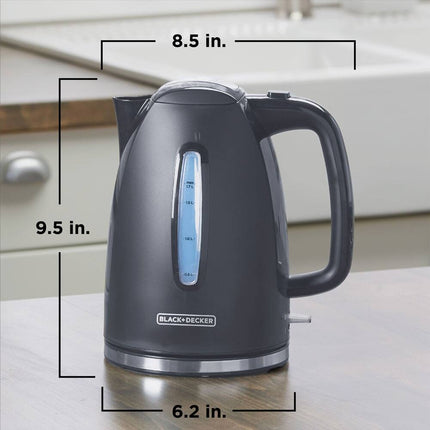 1.7L Gray Electric Kettle Fast Boil Cordless Water Heater Kitchen Use