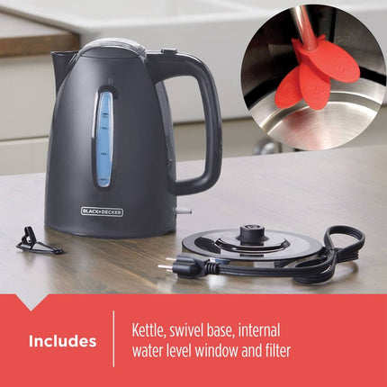 1.7L Gray Electric Kettle Fast Boil Cordless Water Heater Kitchen Use