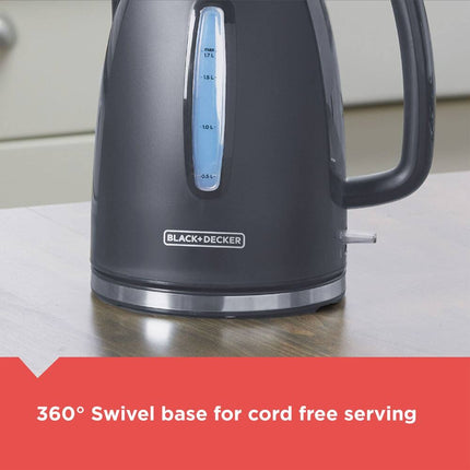 1.7L Gray Electric Kettle Fast Boil Cordless Water Heater Kitchen Use