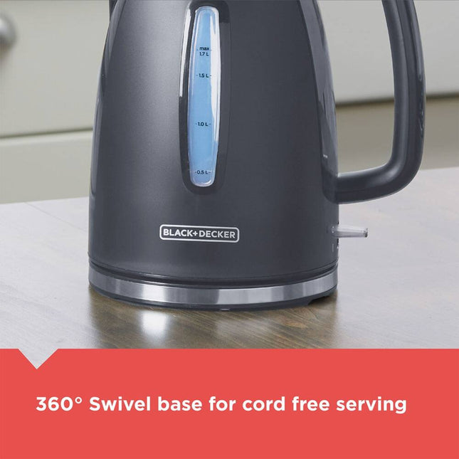 1.7L Gray Electric Kettle Fast Boil Cordless Water Heater Kitchen Use