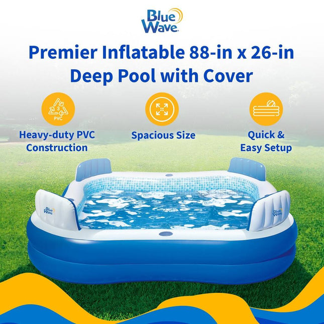 Premier Inflatable Family Pool with Cover Easy Setup One Size Design