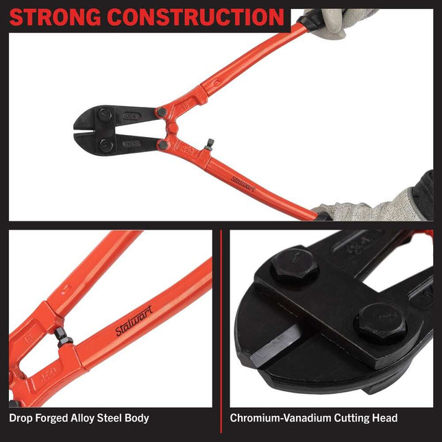 Bolt Cutter by Stalwart – Hardened Steel, Ergonomic Grip, Cuts Chains & Locks