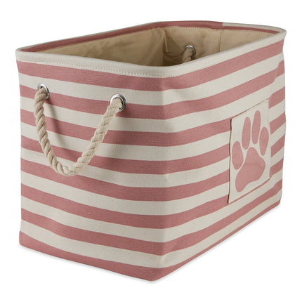 Bone Dry Pet Storage Bin – Polyester Stripe with Paw Patch, Large