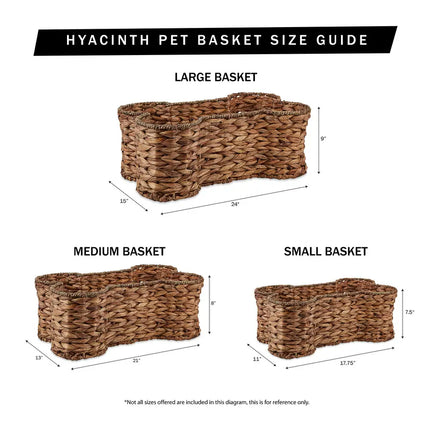 Dry White Wash Hyacinth Bone Pet Basket – Large 24x15x9