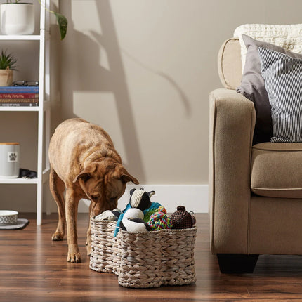 Dry White Wash Hyacinth Bone Pet Basket – Large 24x15x9