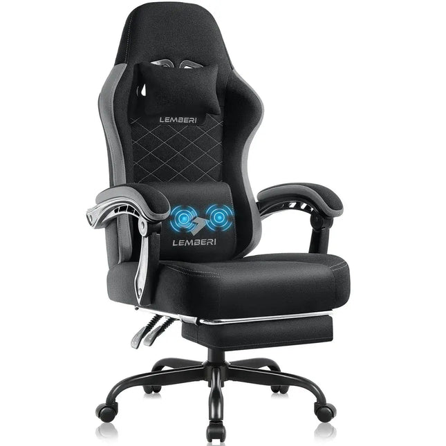 Gaming Chair with Footrest Big and Tall 350lb Capacity Ergonomic Lumbar Support