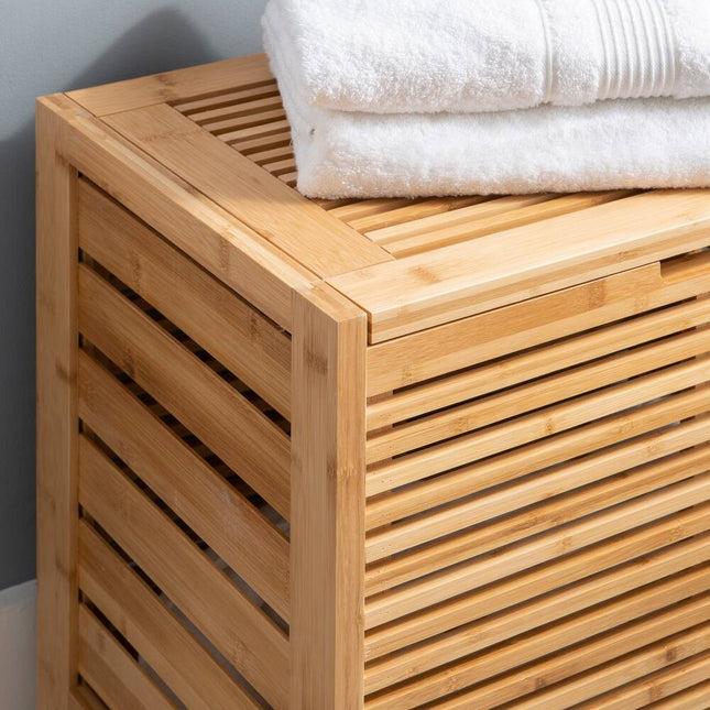 Linon Bracken Natural Bamboo Laundry Hamper for Home Organization