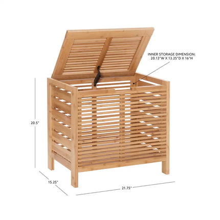 Linon Bracken Natural Bamboo Laundry Hamper for Home Organization