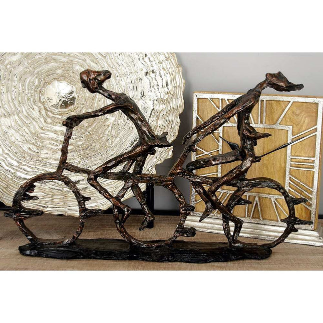 Bronze Polystone Cyclist Sculpture with Copper Textured Finish
