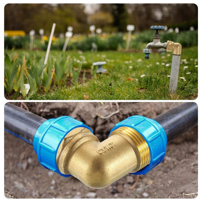 Brass Right Angle Pipe Fitting, 90° Elbow Connector for Fluid, Gas, Fuel & Oil Pipes