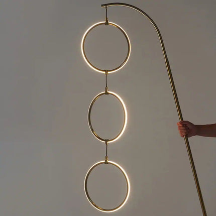 Nova 74 Inch Industrial 3 Ring LED Floor Lamp Super Bright with 3 Way Dimmer