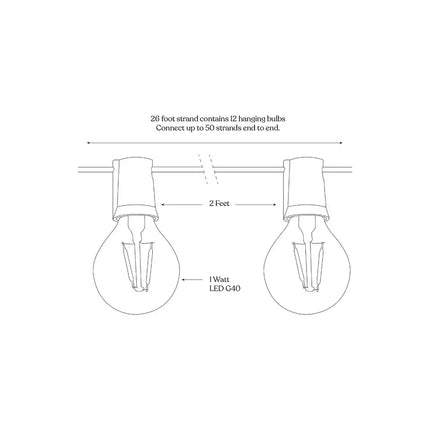 Ambience Pro 12-Light 26 Ft Black LED G40 String Lights, 2700K Soft White