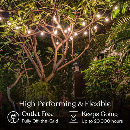 Ambience Pro 12-Light 27FT Outdoor Solar LED G45 Globe Bulb String Lights 2700K