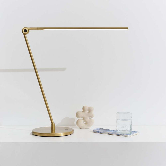 Libra Antique Brass 39-Inch Dimmable LED Desk Lamp with USB Charging