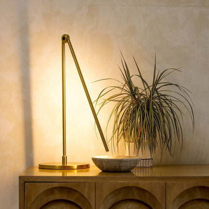 Libra Antique Brass 39-Inch Dimmable LED Desk Lamp with USB Charging
