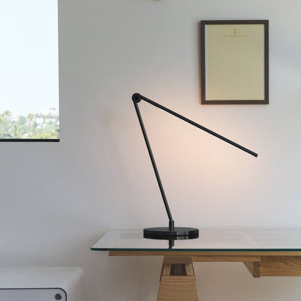 Libra 39 Inch Black Industrial LED Desk Lamp Dimmable with USB Port Adjustable Head