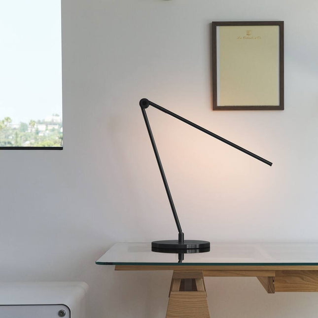 Libra 39 Inch Black Industrial LED Desk Lamp Dimmable with USB Port Adjustable Head