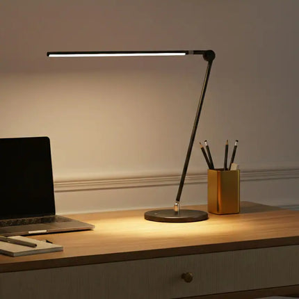 Libra 39 Inch Black Industrial LED Desk Lamp Dimmable with USB Port Adjustable Head