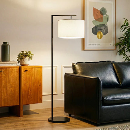 Montage 60" Modern LED Floor Lamp – Super Bright with White Fabric Shade