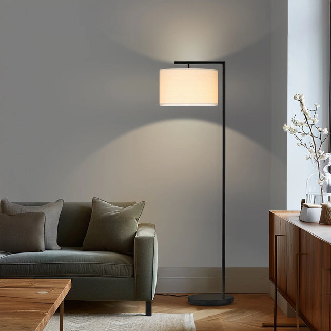 Montage 60" Modern LED Floor Lamp – Super Bright with White Fabric Shade