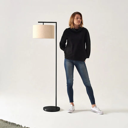 Montage 60" Modern LED Floor Lamp – Super Bright with White Fabric Shade