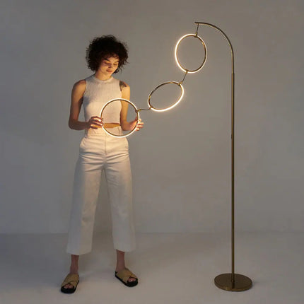 Nova 74 Inch Industrial 3 Ring LED Floor Lamp Super Bright with 3 Way Dimmer