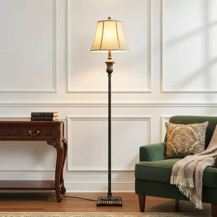 63 Inch Sophia Floor Lamp LED Distressed Bronze Beige Empire Shade Light