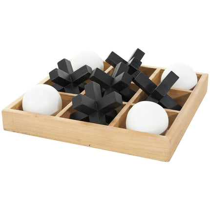 3D Tic Tac Toe Game – Brown Wood Board with Black & White Pieces