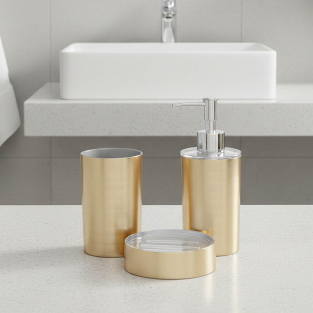 Brushed Gold Bathroom Accessory Set Elegant Modern Bath Decor Kit