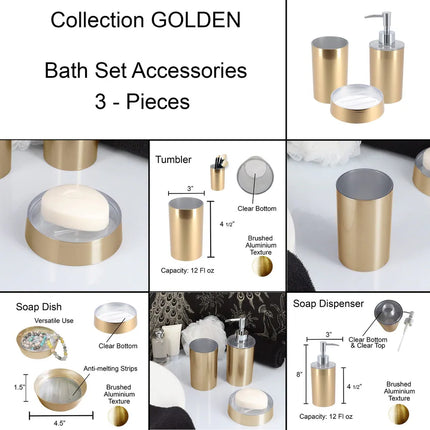 Brushed Gold Bathroom Accessory Set Elegant Modern Bath Decor Kit