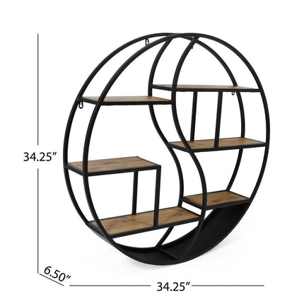Buckthorn Circular Wall Shelf Industrial Style 34.25" Height Home Decor