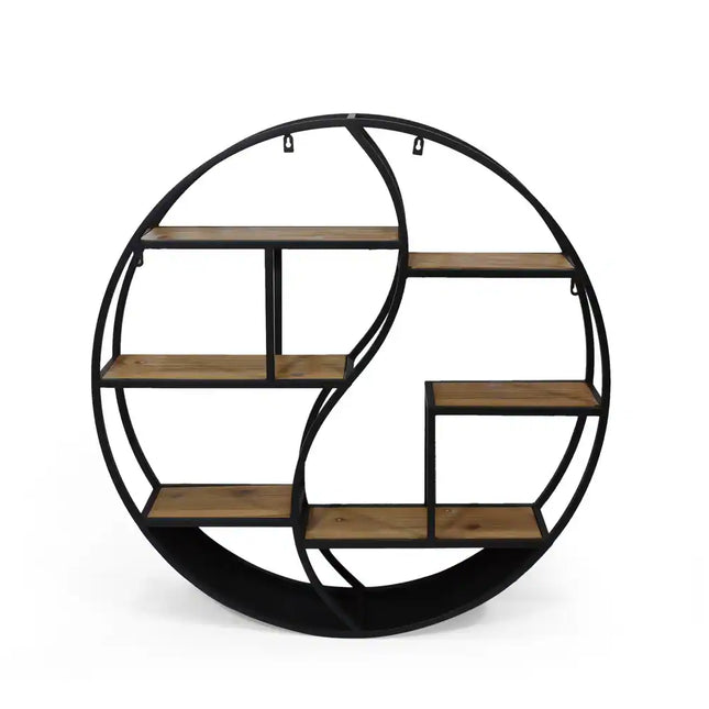 Buckthorn Circular Wall Shelf Industrial Style 34.25" Height Home Decor