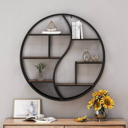 Buckthorn Circular Wall Shelf Industrial Style 34.25" Height Home Decor
