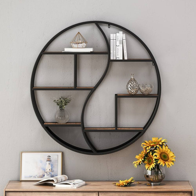 Buckthorn Circular Wall Shelf Industrial Style 34.25" Height Home Decor
