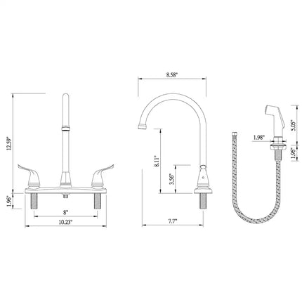 Kitchen Faucet with High Arc – Two Handles & Side Spray