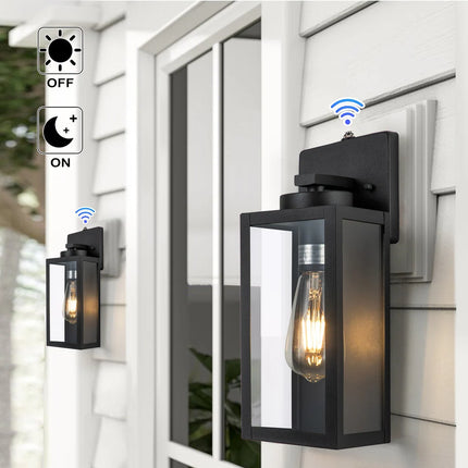 2 Pack Matte Black Outdoor Wall Lights Dusk to Dawn Auto Sensor Lamps