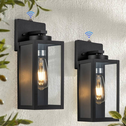 2 Pack Matte Black Outdoor Wall Lights Dusk to Dawn Auto Sensor Lamps