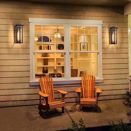 2-Pack Matte Black Outdoor Wall Lantern Sconces with Water Glass